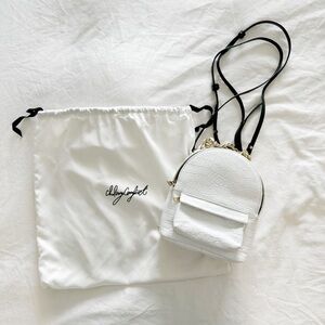 Che by Chelsea Petite Blanco Croco Mini Backpack, White Croco Embossed Leather